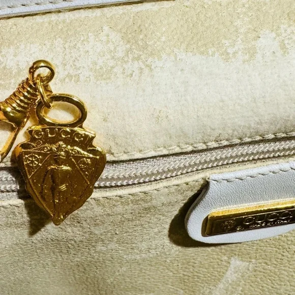 Vintage Gucci Interlocking GG Clutch purse shoulder bag ivory gold authentic - Picture 7 of 16